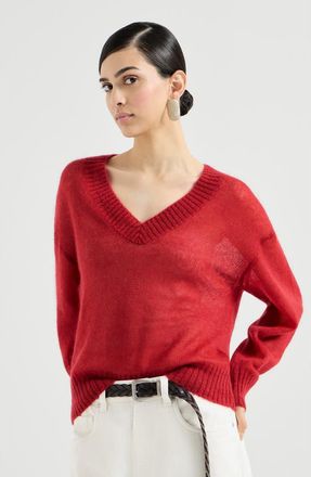 Brunello Cucinelli Virgin wool and mohair sweater in Red at Nordstrom, Size 3X-Large Eu