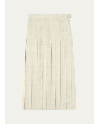 Burberry Annalie Jacquard-Check Silk Midi Skirt