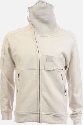 C.P. Company Mens Diagonal Raised Fleece Hoodie - Cream/Brown - Size: 40