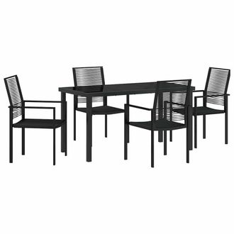 Berkfield Home 5 Piece Garden Dining Set Black PVC Rattan