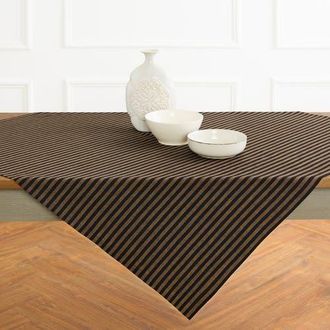 Solino Home Linen Table Throw - Amalfi Stripe, 52 x 52, 52 x 52 in Brown Sugar And Black at Nordstrom, Size Small