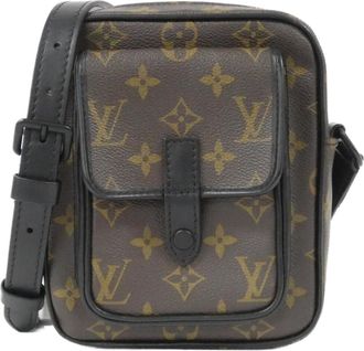 Louis Vuitton Black Brown Coated Canvas Shoulder Bag (Pre-Owned)