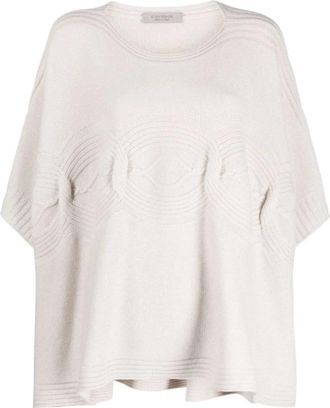 D.exterior Cape Nude - Dames - Ronde hals truien - Beige - M - Wol - Truien & Vesten