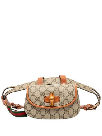 Gucci 2016-2025 Mini GG Supreme Web Bamboo 1947 belt bag - women - Fabric/Calf Leather - One Size - Brown