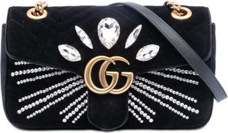 Gucci Pre-owned Gucci Medium GG Marmont Matelasse Velvet Crystal Embellished Shoulder Bag Ladies 443497 520981