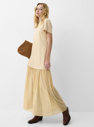 Icone Womens Mixed material long T-shirt dress