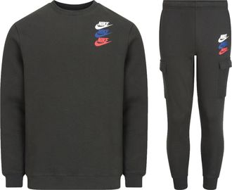 Nike Mens Standard Issue Tracksuit Charcoal - Grey Cotton - Size X-Large