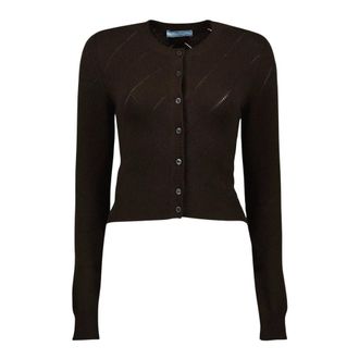 Prada Cashmere Cardigan - female - Prada - Cashmere Knitwear - Brown - S - Knitwear