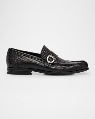 Ferragamo Men & apos;s Caspian 2 Leather Moc-Toe Loafers