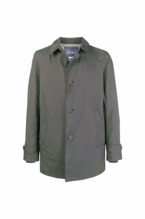 Herno Mens Single Breasted Buttoned Coat In Grey