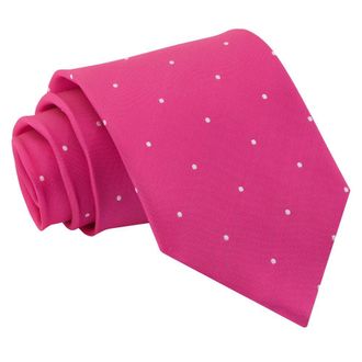 DQT Pin Dot Patterned Dotted Casual Business Party Classic Neck Tie - Hot Pink