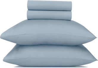 California Design Den Signature Comfort 100% Egyptian Cotton Soft Sateen Sheet Set in Steel Blue at Nordstrom, Size California King