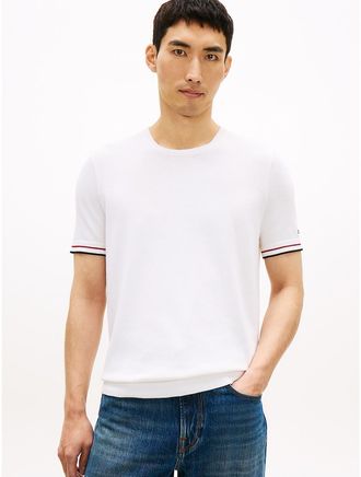 Tommy Hilfiger Mens New York Label Knit Tipped T-Shirt - White - XL