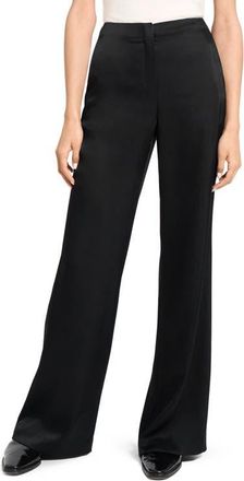 Theory Fluid Satin Wide Leg Pants in Black at Nordstrom, Size 14