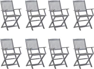 vidaXL Vidaxl - Sillas De Jard&iacute;n Plegables 8 Uds Y Cojines Madera Maciza Acacia