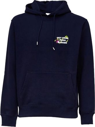 Dr&ocirc;le de Monsieur Hoodies & sweatvesten, Heren, Blauw, XL, Katoen, Vine Embroidered Slogan