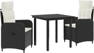 vidaXL Conjunto De Comedor De Jard&iacute;n 3 Uds. Negro Y Blanco Crema Vidaxl