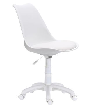 Home Heavenly Silla escritorio asiento ergon&oacute;mico tapizado polipiel blanco