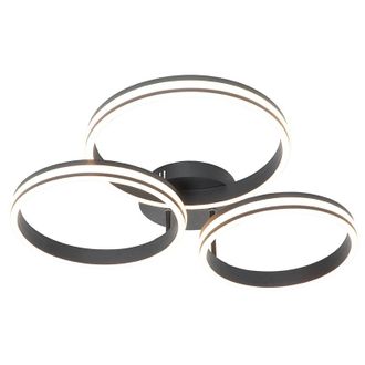 QAZQA Qazqa - Dise&ntilde;o Plaf&oacute;n Negro Con Led Regulable En 3 Pasos 3-luces - Navara Aluminio /pl&aacute;stico /acero Redonda Incluye Led Max. 3 X 45 Watt