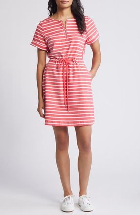 Tommy Bahama Jovanna Stripe Half Zip Dress in Paradise Pink at Nordstrom, Size Large