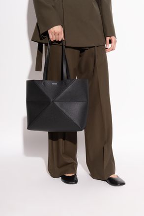 Loewe Puzzle Fold Medium Shopper Bag, Womens, Black