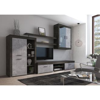 Dmora Pared Modular Casies, 11 Estantes, Apertura Abatible Y Plegable, 293x50x193h Cm Negro Antracita