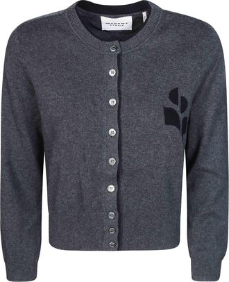 Isabel Marant Grey Abstract Graphic Cropped Cardigan