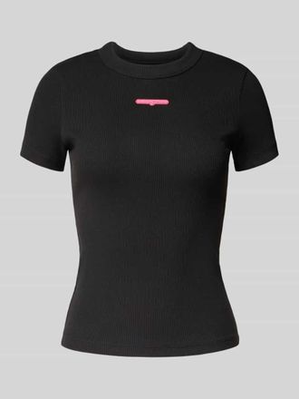 Tommy Jeans Slim Fit T-Shirt aus Ripp in Black, Gr&ouml;&szlig;e S