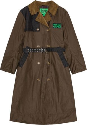 Ganni x Barbour Cappotto con cintura - Marrone