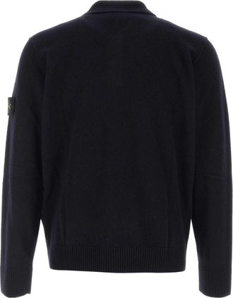 Stone Island Mens Midnight Blue Wool Polo Shirt Exterior: Virgin Maglie Sweater