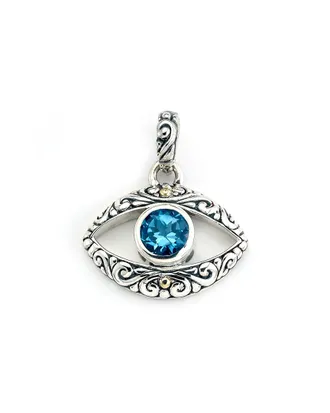 Samuel B. 18K & Silver Blue Topaz Evil Eye Pendant