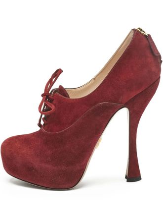Prada platform suede pumps - Red