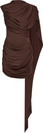 De La Vali DE LA Vali Elara Draped Stretch-jersey Mini Dress - Brown - 14 (UK14 / L)