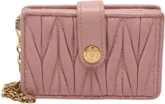 Miu Miu Pre-owned Mini Bags, female, Pink, Size: ONE SIZE Pre-owned Matelasse Flap Card Holder