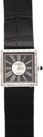 Chanel Pre-owned Mademoiselle White Gold Quartz - Dames - Vintage Horloges - Zwart - ONE Size - Leer - Vintage
