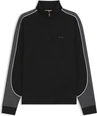 BOSS Contrast-detail zip-neck sweatshirt in a cotton blend