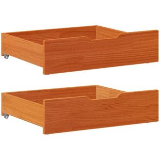 vidaXL vidaXL Cassettoni per Letto 2pz Marrone Cera 75x55x17 cm Legno di Pino