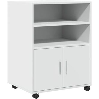 vidaXL Rolling Cabinet White 60x48x81 cm Engineered Wood Vidaxl