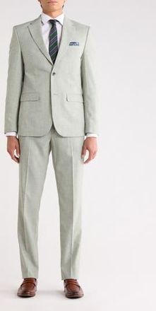 Soul of London Two Button Linen Suit in Light Green at Nordstrom Rack, Size 48