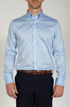 Stantt Contemporary Fit Wrinkle Resistant Cotton Twill Dress Shirt in Light Blue at Nordstrom, Size 20 - 34