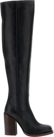 Dries Van Noten Leder Over-the-knee Laarzen - Dames - Over de knie laarzen - Zwart - 38 EU - Leer - Schoenen