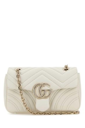 Gucci Ivory Nappa Leather Small Gg Marmont Shoulder Bag