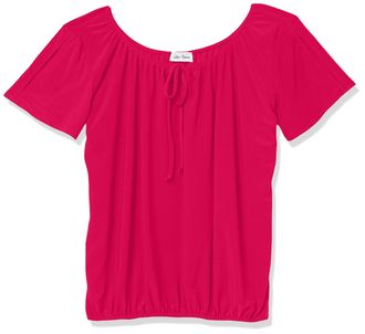 Star Vixen Womens Slit Sleeve Peasant Top Blouse, Fuchsia, X-Large