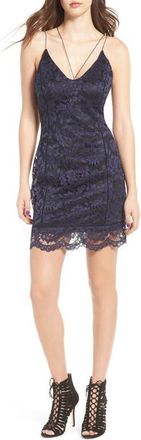 ASTR the Label Lace Body-Con Dress in Navy at Nordstrom, Size Medium