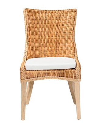 Baxton Studio Derris Natural Rattan Dining Chair With Cushion