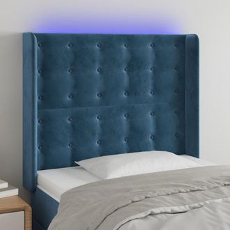 vidaXL Cabecero Con Led De Terciopelo Azul Oscuro 83x16x118/128 Cm Vidaxl
