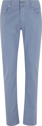 Jacob Cohen Light Blue Slim Bard Five-Pocket Cotton-Blend Pants