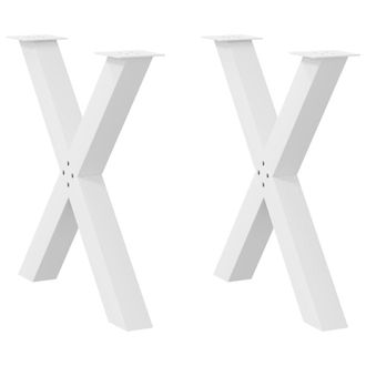 Berkfield Home Dining Table Legs X-Shaped 2 pcs White 70x(72-73) cm Steel