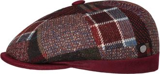 Lierys Carlento Patchwork Flat Cap Made in Italy Men Autumn Winter Red