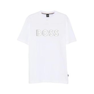 HUGO BOSS Tops, Heren, Wit, 3Xl, Katoen, T-shirt met ronde hals